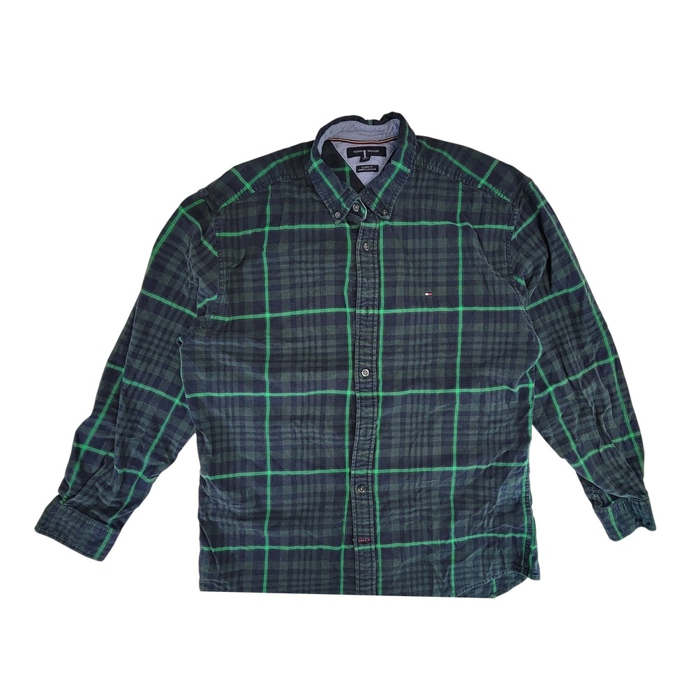 Tommy Hilfiger Men's Plaid Button Down Long Sleeve Shirt Classic Fit XL